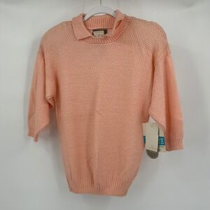 Womens Vintage Peach Knit Sweater Petite PS Classic Textured Minimalist Cozy